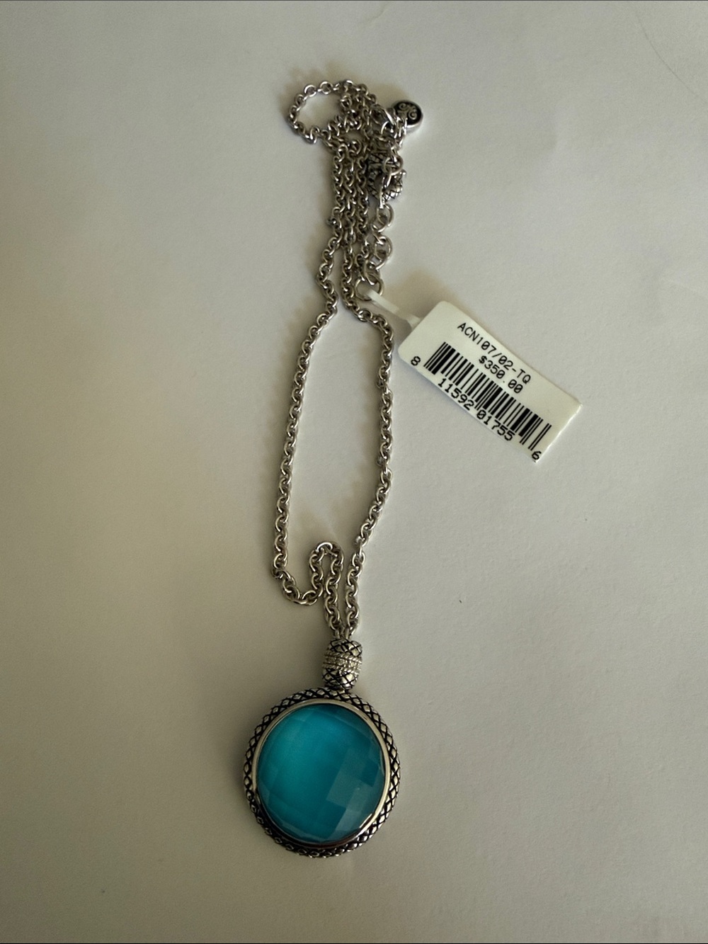 Andrea Candela Sterling Silver Turquoise Diamond Necklace NWT